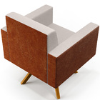 Poltrona Decorativa Base Giratória De Madeira Helô L02 Linho