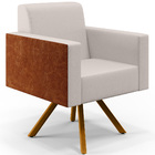 Poltrona Decorativa Base Giratória De Madeira Helô L02 Linho