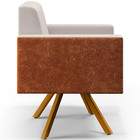 Poltrona Decorativa Base Giratória De Madeira Helô L02 Linho