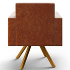 Poltrona Decorativa Base Giratória De Madeira Helô L02 Linho