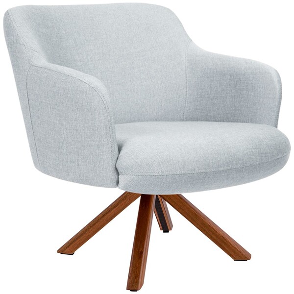 Poltrona Decorativa Base Giratória De Madeira Jade C06 Linho