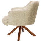 Poltrona Decorativa Base Giratória De Madeira Jade C06 Linho