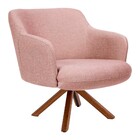 Poltrona Decorativa Base Giratória De Madeira Jade C06 Linho