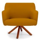 Poltrona Decorativa Base Giratória De Madeira Jade D02 Veludo