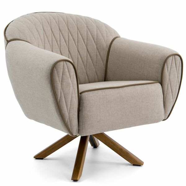 Poltrona Decorativa Base Giratória De Madeira Nina D02 Tressê