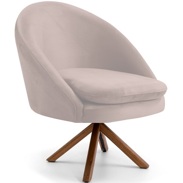 Poltrona Decorativa Base Giratória De Madeira Rafa D02 Veludo