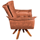 Poltrona Decorativa Base Giratória Em Madeira Charger Pu Marr