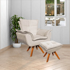 Poltrona Decorativa Base Giratória Em Madeira Charger Suede B