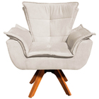 Poltrona Decorativa Base Giratória Em Madeira Charger Suede B