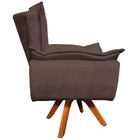 Poltrona Decorativa Base Giratória Em Madeira Charger Suede M