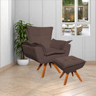 Poltrona Decorativa Base Giratória Em Madeira Charger Suede M