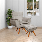 Poltrona Decorativa Base Giratória Em Madeira Charger Suede N