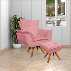 Poltrona Decorativa Base Giratória Em Madeira Charger Suede R