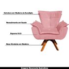 Poltrona Decorativa Base Giratória Em Madeira Charger Suede R