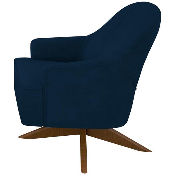 Poltrona Decorativa Base Giratoria Em Madeira Dakota Moll