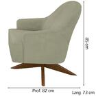Poltrona Decorativa Base Giratoria Em Madeira Dakota Moll