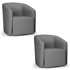 Poltrona Decorativa Base Giratória Kit 2 Stella Max Linho D03