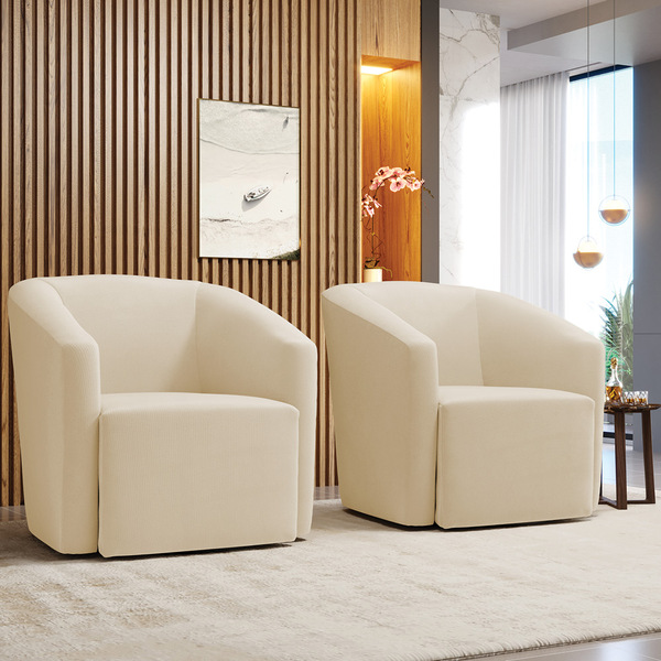 Poltrona Decorativa Base Giratória Kit 2 Stella Max Suede D03