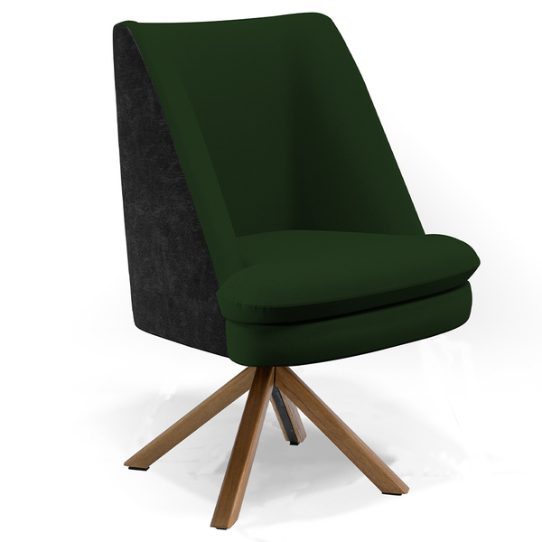 Poltrona Decorativa Base Giratória Pérsia D02 Linho Verde Mus