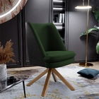 Poltrona Decorativa Base Giratória Pérsia D02 Linho Verde Mus