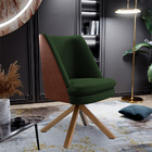 Poltrona Decorativa Base Giratória Pérsia D02 Linho Verde Mus