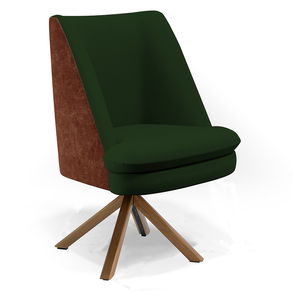 Poltrona Decorativa Base Giratória Pérsia D02 Linho Verde Mus