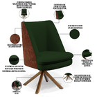 Poltrona Decorativa Base Giratória Pérsia D02 Linho Verde Mus