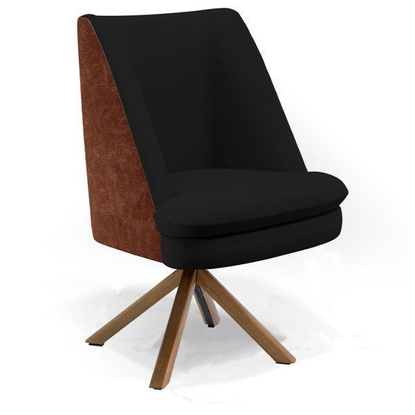 Poltrona Decorativa Base Giratória Pérsia D02 Veludo Preto C-