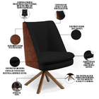 Poltrona Decorativa Base Giratória Pérsia D02 Veludo Preto C-