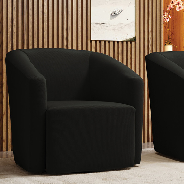 Poltrona Decorativa Base Giratória Stella Max Suede Preto D03