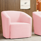 Poltrona Decorativa Base Giratória Stella Max Suede Rosa Bebê