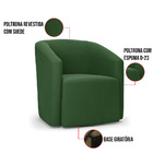 Poltrona Decorativa Base Giratória Stella Max Suede Verde D03
