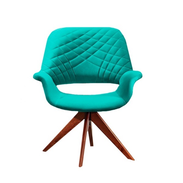 Poltrona Decorativa Base Giratória Veludo Tiffany Petrólis