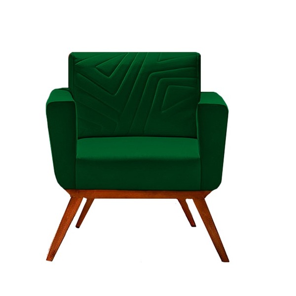 Poltrona Decorativa Base Giratória Veludo Verde Amarílis