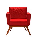 Poltrona Decorativa Base Giratória Veludo Vermelho Amarílis