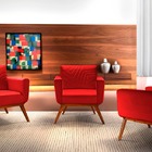 Poltrona Decorativa Base Giratória Veludo Vermelho Amarílis