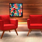 Poltrona Decorativa Base Giratória Veludo Vermelho Amarílis