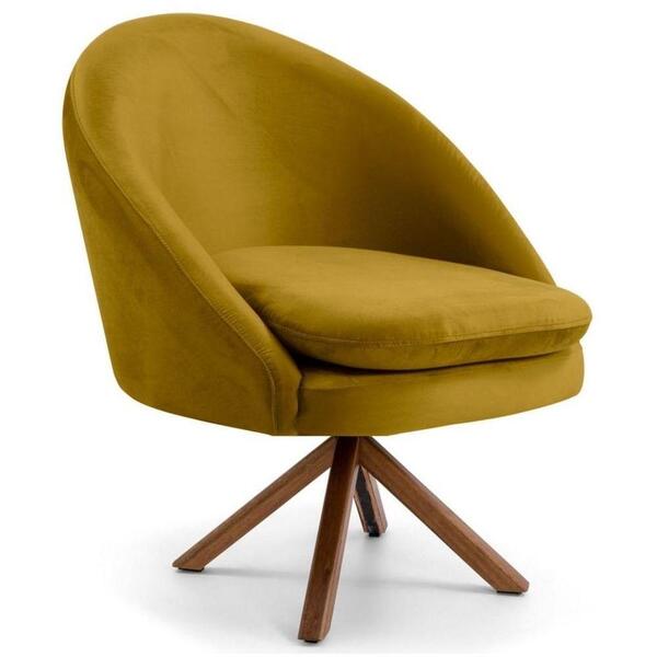 Poltrona Decorativa Base Giromad Madeira Rafa B-279 Veludo Mo