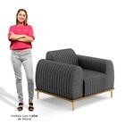 Poltrona Decorativa Base Gold Molino D06 Linho C-416 Cinza Es