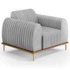 Poltrona Decorativa Base Gold Molino D06 Linho D-315 Cinza -
