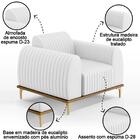 Poltrona Decorativa Base Gold Molino D06 Pu C-12 Branco - Mpo