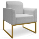 Poltrona Decorativa Base Industrial Dourada Maressa A05 Linho