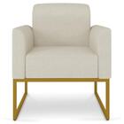 Poltrona Decorativa Base Industrial Dourada Maressa A19 Linho