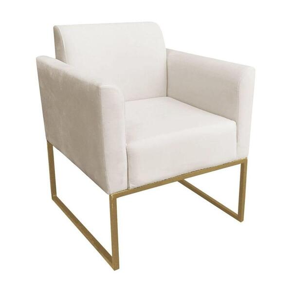 Poltrona Decorativa Base Industrial Dourada Maressa S03 Suede