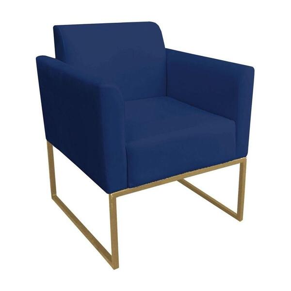 Poltrona Decorativa Base Industrial Dourada Maressa S04 Suede