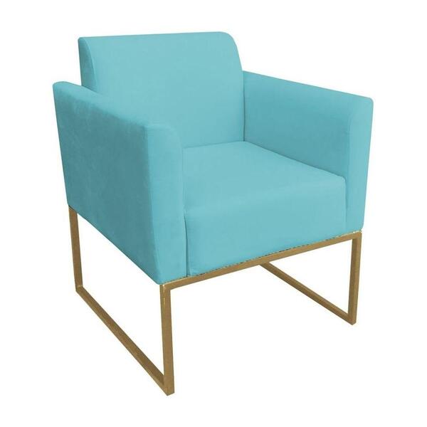 Poltrona Decorativa Base Industrial Dourada Maressa S05 Suede