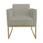 Poltrona Decorativa Base Industrial Dourada Maressa S12 Suede