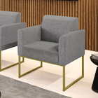 Poltrona Decorativa Base Industrial Dourado Marisa Linho D03