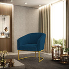 Poltrona Decorativa Base Industrial Dourado Stella Bouclê Azu