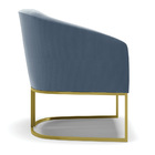 Poltrona Decorativa Base Industrial Dourado Stella Suede Azul
